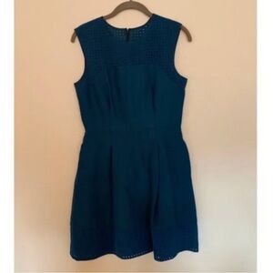 Teal J. Crew Fit and Flare Laser Cut Sleeveless Dress [Size 2]
